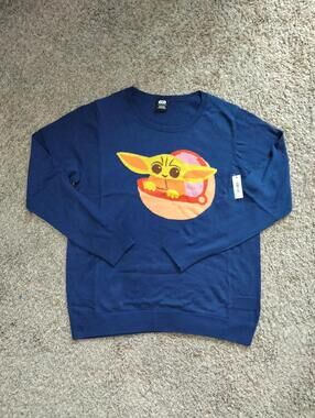 NWT Star Wars Grogu Knit Sweater Youth XL Amazon Essentials Mandalorian Purple